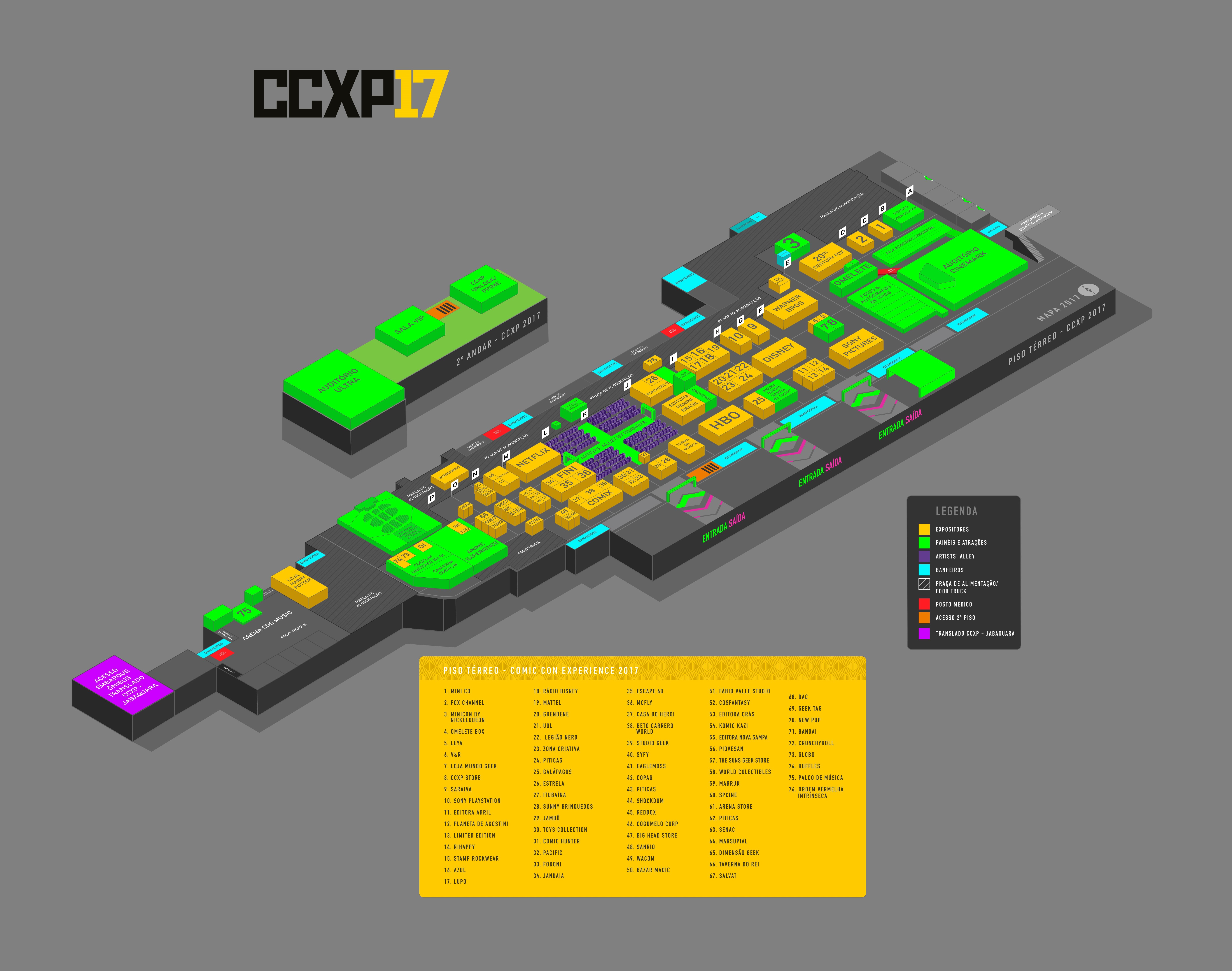 CCXP 2017: Confira mapa dos estandes e serviços