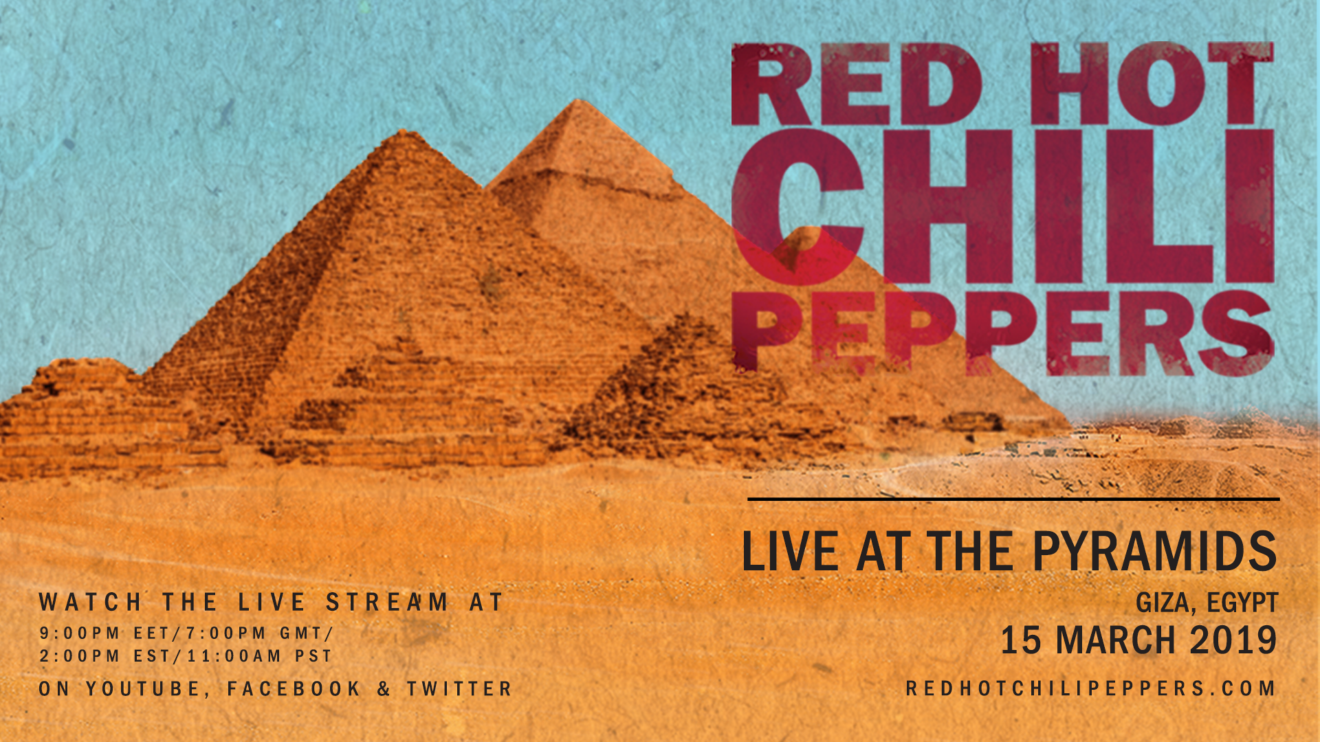 Show do Red Hot Chili Peppers nas Pirâmides do Egito será transmitido ao vivo