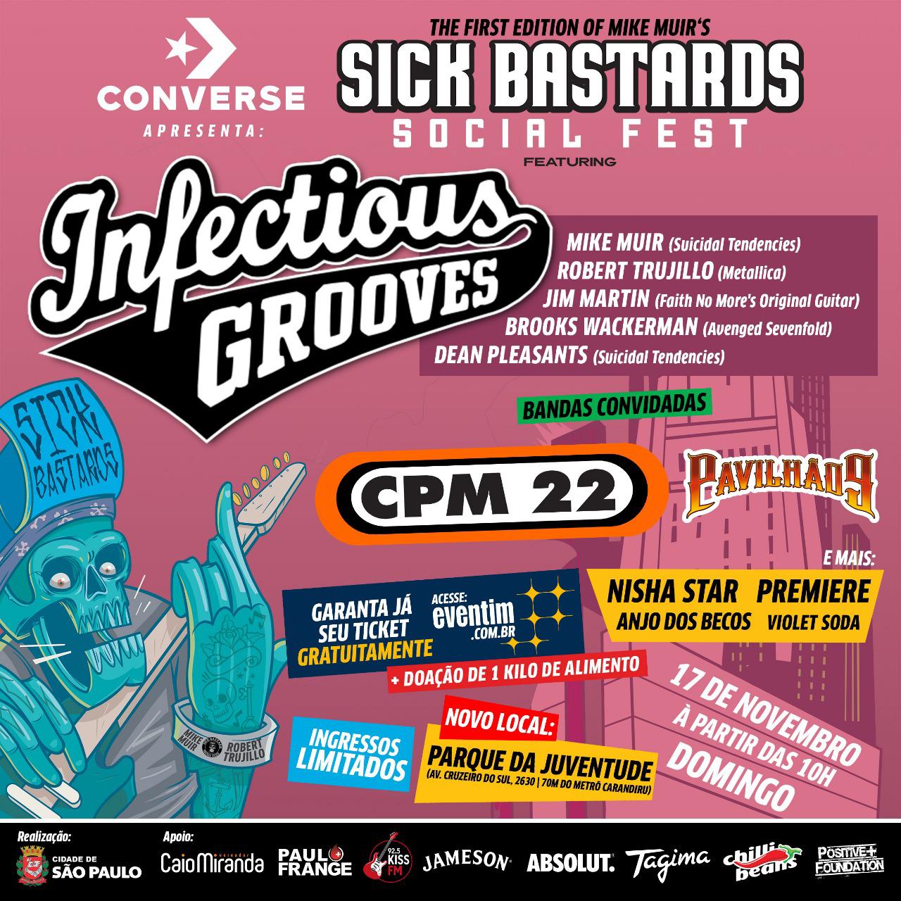 Pavilhão 9 toca no Sick Bastards Social Fest com Infectious Grooves, CPM 22, e mais