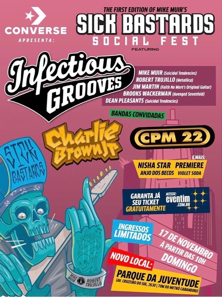 Saiba como garantir ingressos para show gratuito com Infectious Grooves, CPM 22 e Charlie Brown Jr