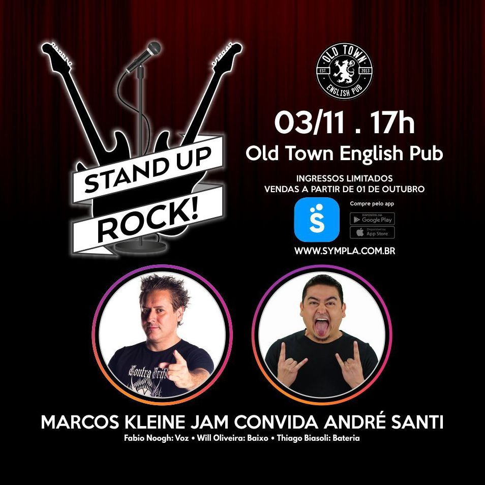 Marcos Kleine Jam apresenta Stand Up Rock com André Santi em Santo André neste domingo