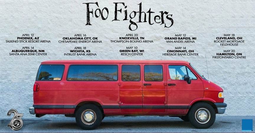 Foo Fighters anuncia turnê de van para celebrar 25 anos de carreira