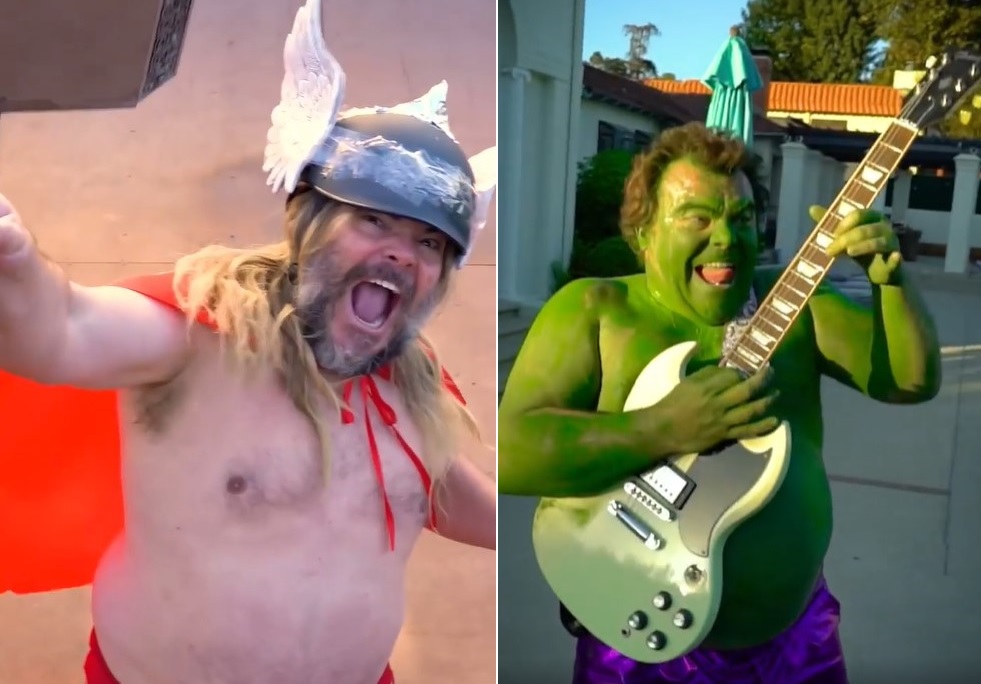 Jack Black se ‘transforma’ em Thor e Hulk ao som de Led Zeppelin e Metallica; assista