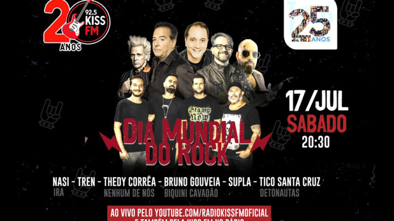 Kiss FM celebra Dia Mundial do Rock e 20 anos da rádio com live especial neste sábado