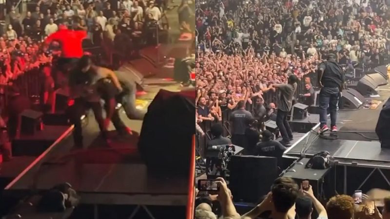 Tom Morello é derrubado por segurança em show do Rage Against The Machine