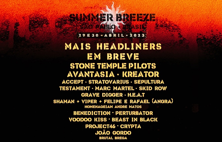 Summer Breeze Brasil anuncia line-up com Stone Temple Pilots, Avantasia, Kreator, Accept, Stratovarius, e mais