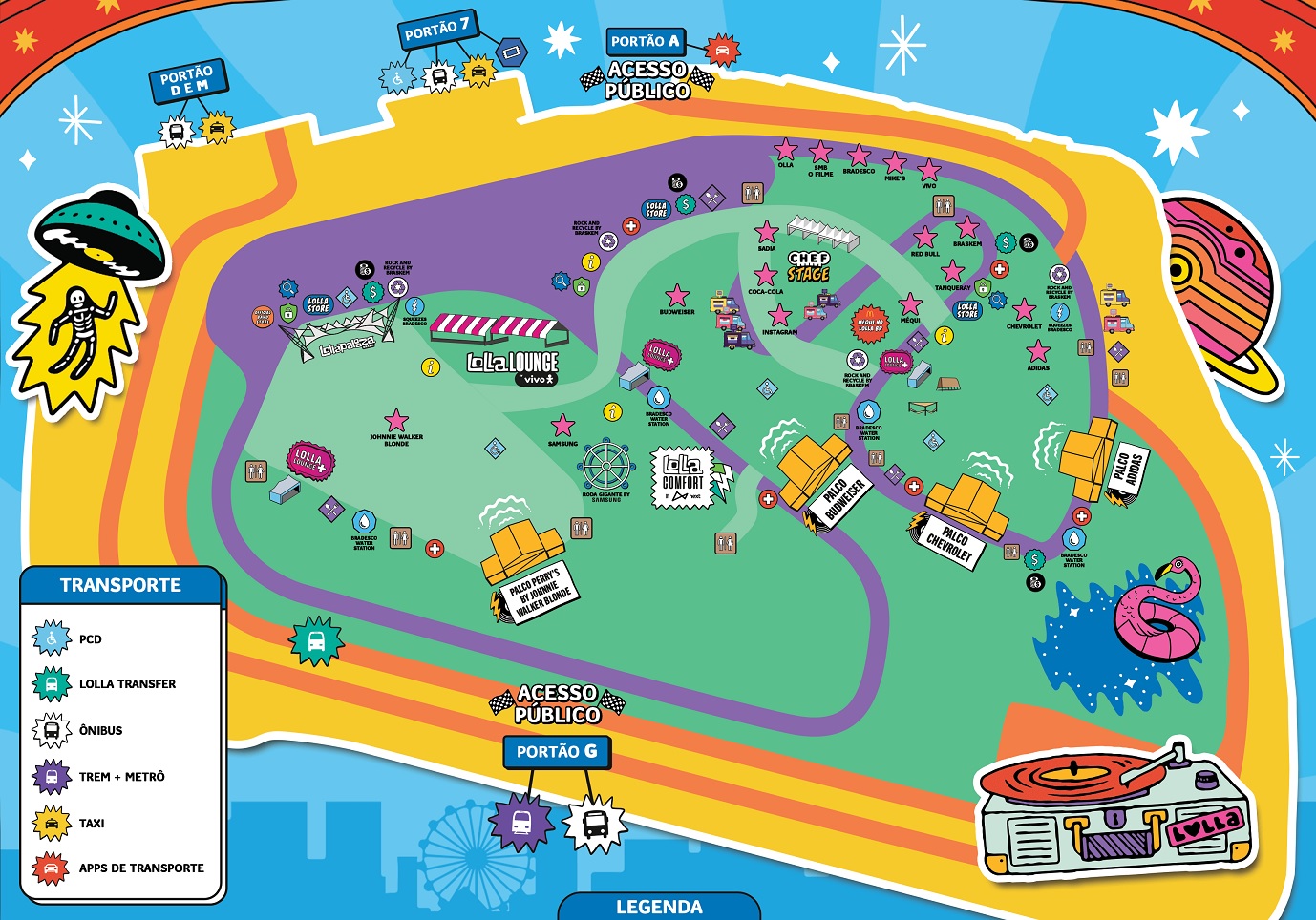 Lollapalooza Brasil 2023 divulga mapa oficial do festival Ligado à Música