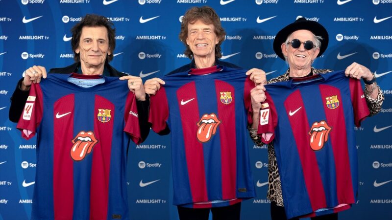 Rolling Stones estampa camisa especial do Barcelona